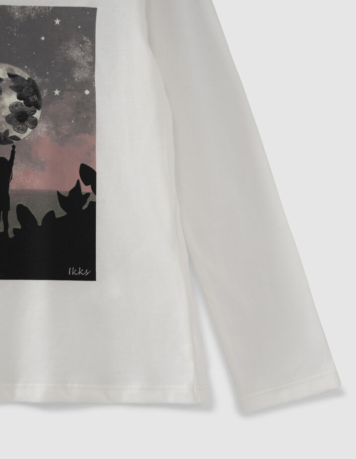 Cremeweißes Mädchenshirt mit Mädchen- und Mondmotiv - IKKS