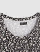 Camiseta cropped negra estampado floral niña-2