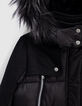 Parka noire bi mati&egrave;re &agrave; capuche fille-7