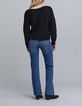 Pull noir devant/dos tricot rayures lurex Femme-6