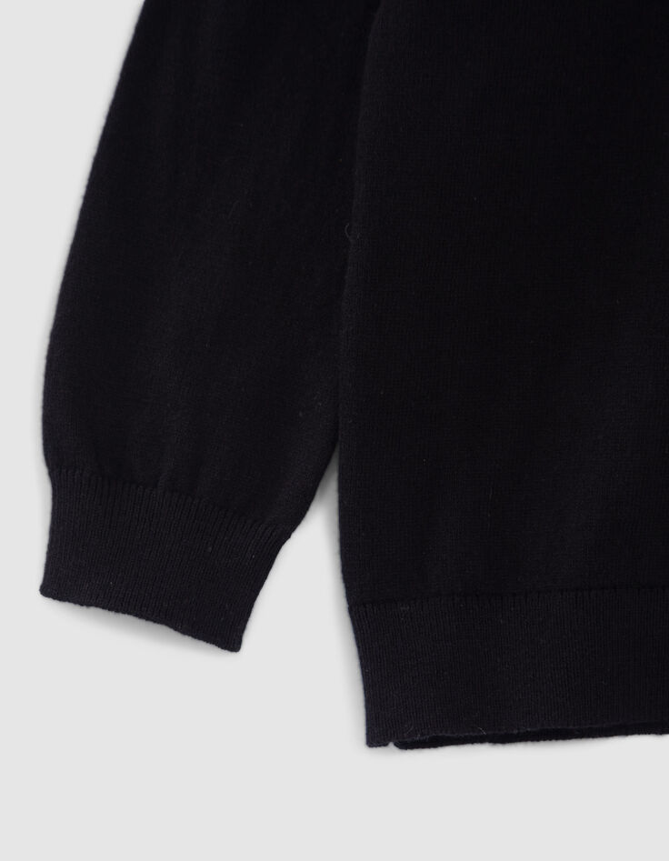 Pull noir tricot à col tunisien garçon-4