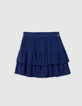 Falda azul volantes jacquard plumetis niña-2