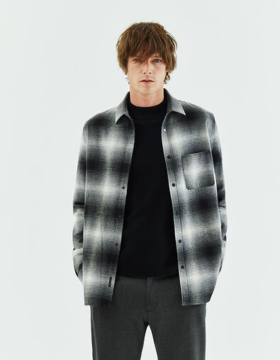 Surchemise REGULAR gris anthracite à carreaux Homme - IKKS
