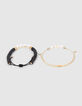 Girls’ vanilla and black slogan beaded bracelets-3