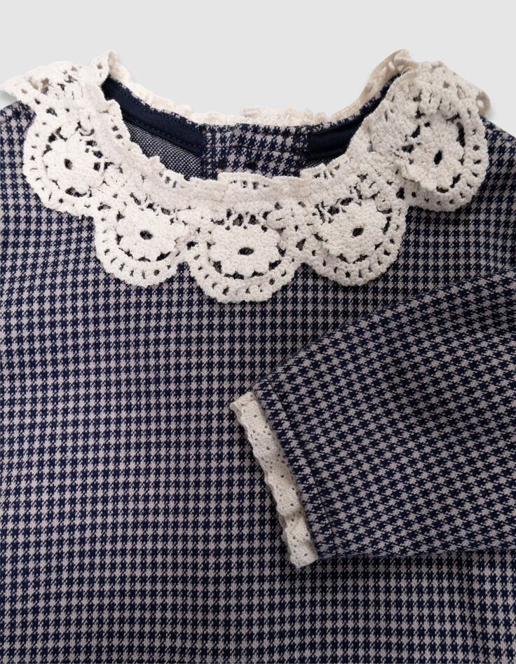 Marine blouse pied-de-poule kanten kraag babymeisjes-5
