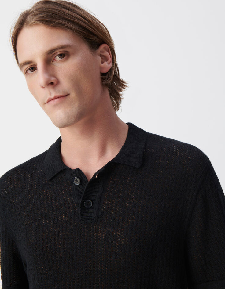 Polo negro punto calado fantasía hombre-4