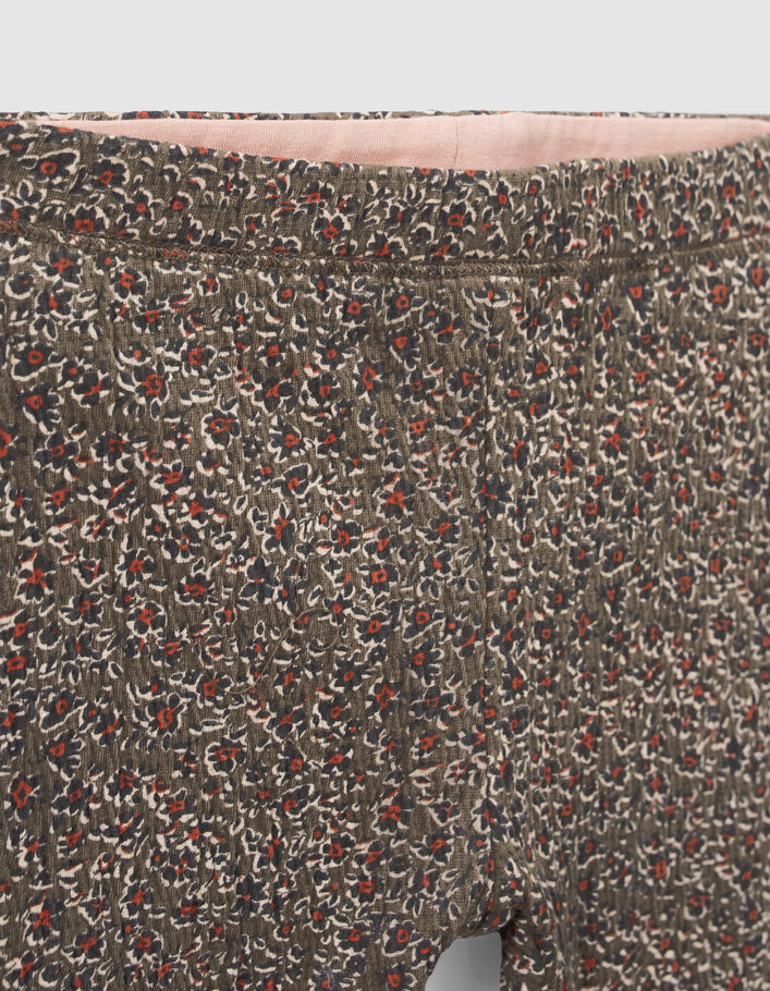 Babymädchen-Wende-Leggings, Khaki mit Print und Rosa-3