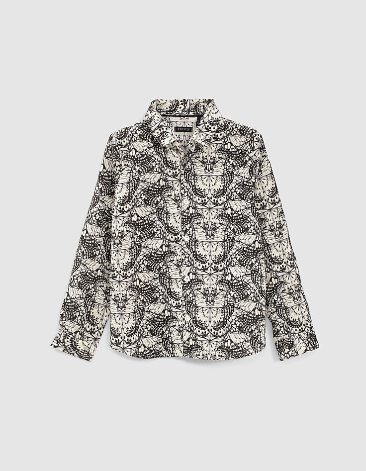 Chemise noire tissu Liberty papillons garçon -2