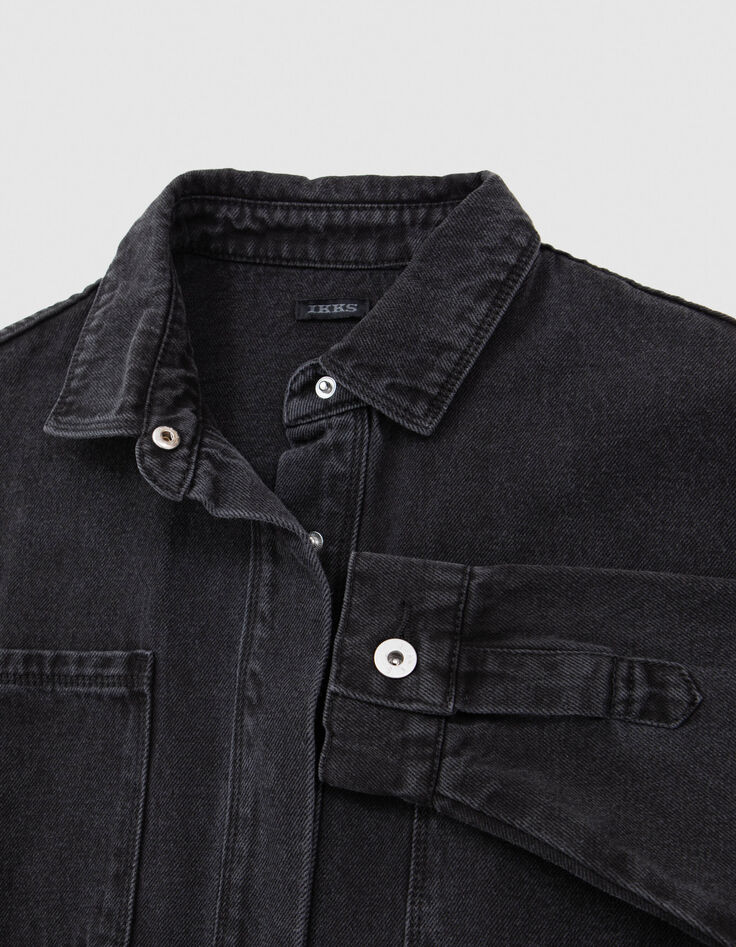 Chemise en jean gris waterless poches plaquées fille-7