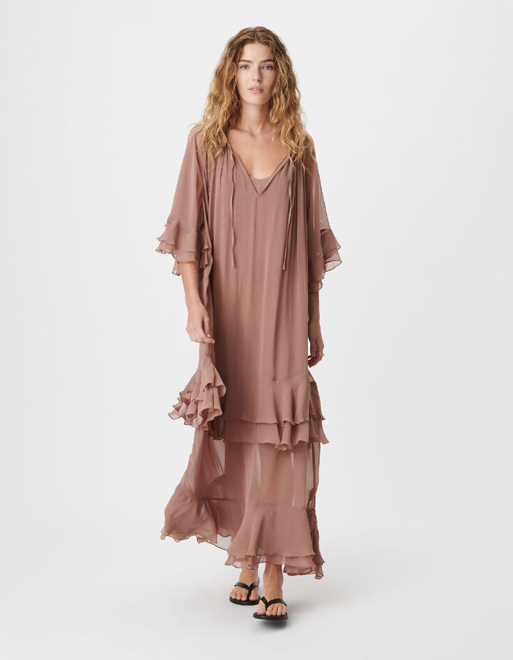 Blush long flowing dress with ruffles for women-2