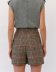 Damenshorts mit hohem Bund und Hahnentrittmuster-3