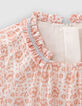 Girls’ ecru dress, flowery print with silver threads-5