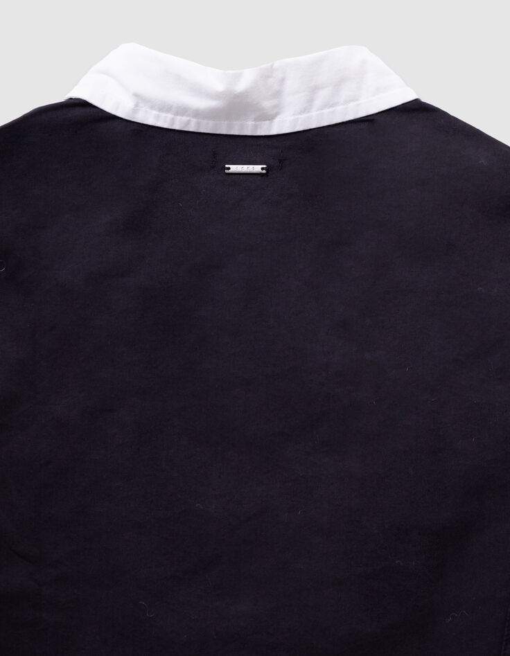 Girls’ black trompe-l’oeil white front shirt-7 Girls’ black trompe-l’oeil white front shirt-7
