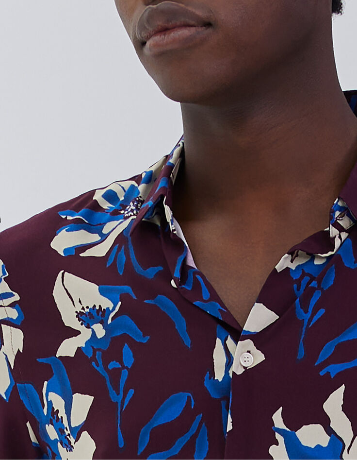 Men’s burgundy XL flower print REGULAR shirt-2