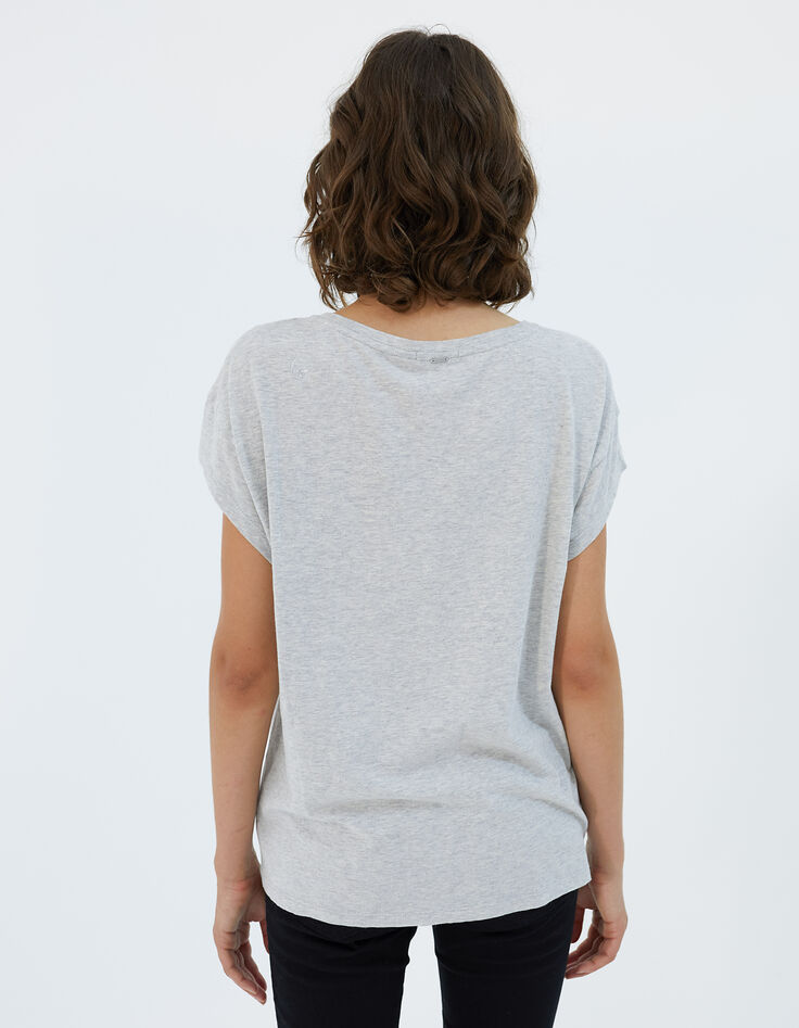 Women’s grey slub cotton modal short-sleeve T-shirt-3