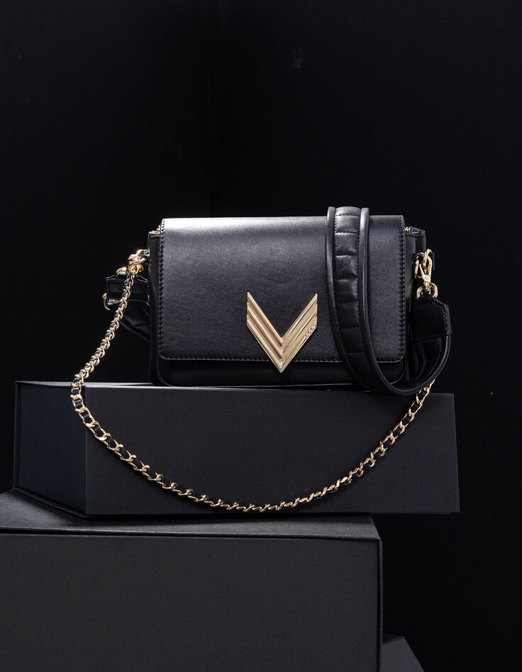 Le 111 ROMY cuero liso negro dorado metalizado Mujer-8