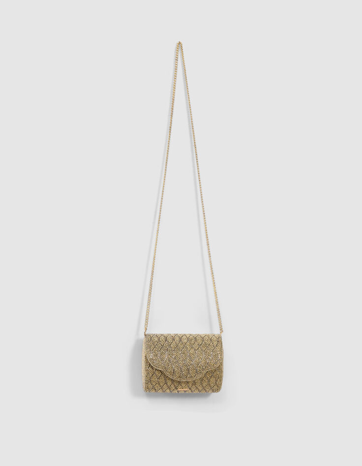 Sac à main doré brodé perles fille-7