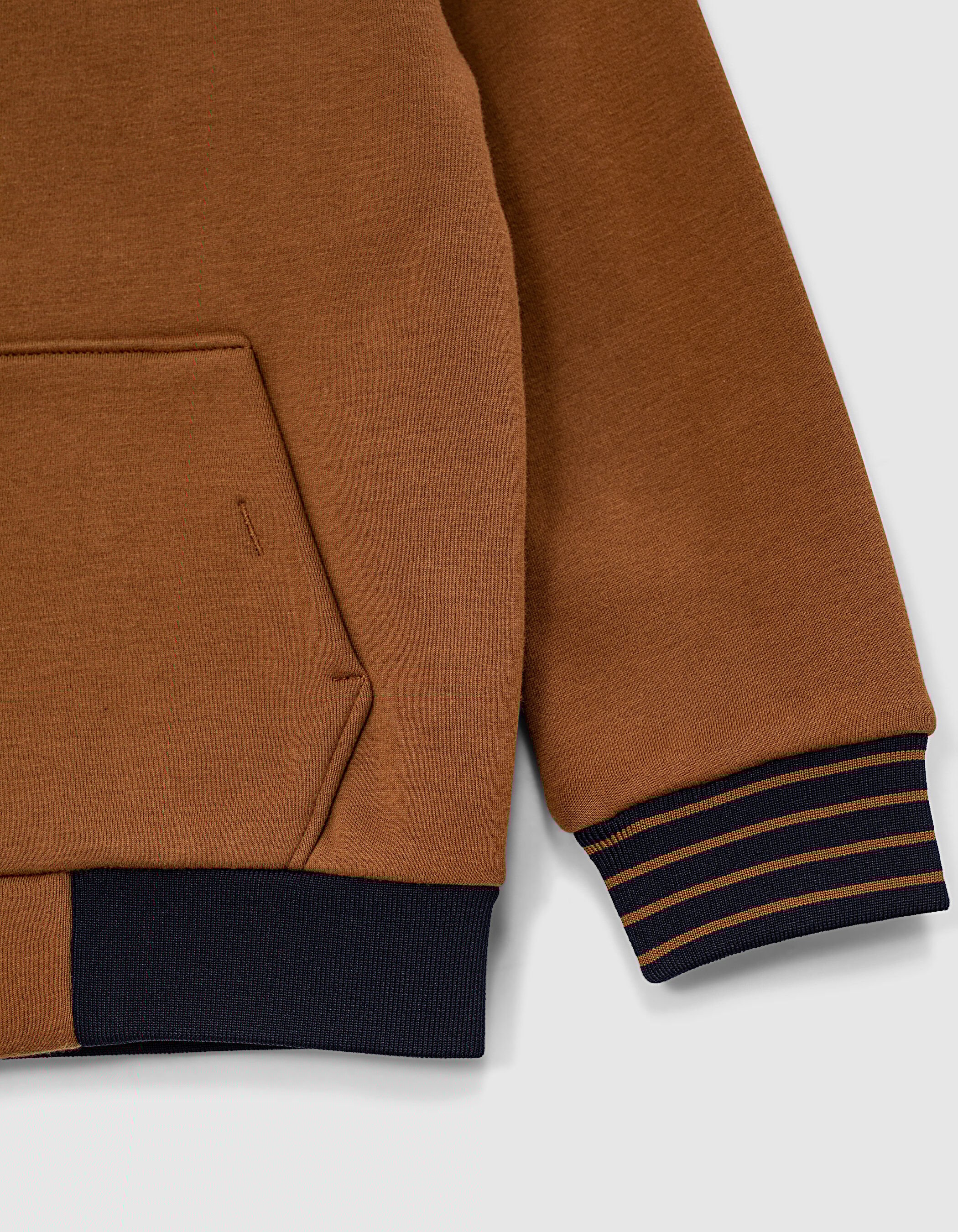 Boys cognac fleece lined cardigan
