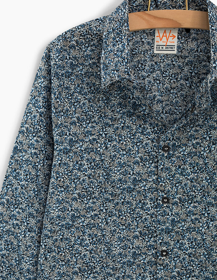 Boys’ navy Liberty® floral motif shirt - IKKS