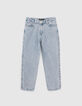 Blaue, knöchellange Mom-Mädchenjeans-1