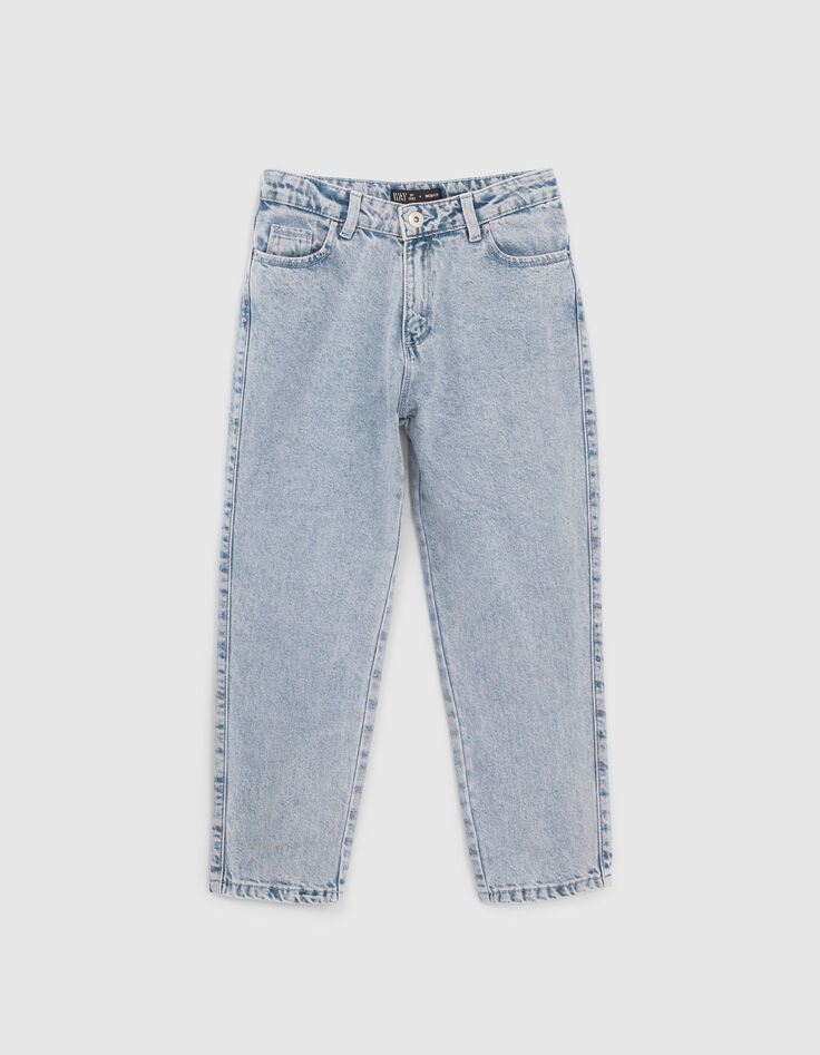 Blaue, knöchellange Mom-Mädchenjeans-1