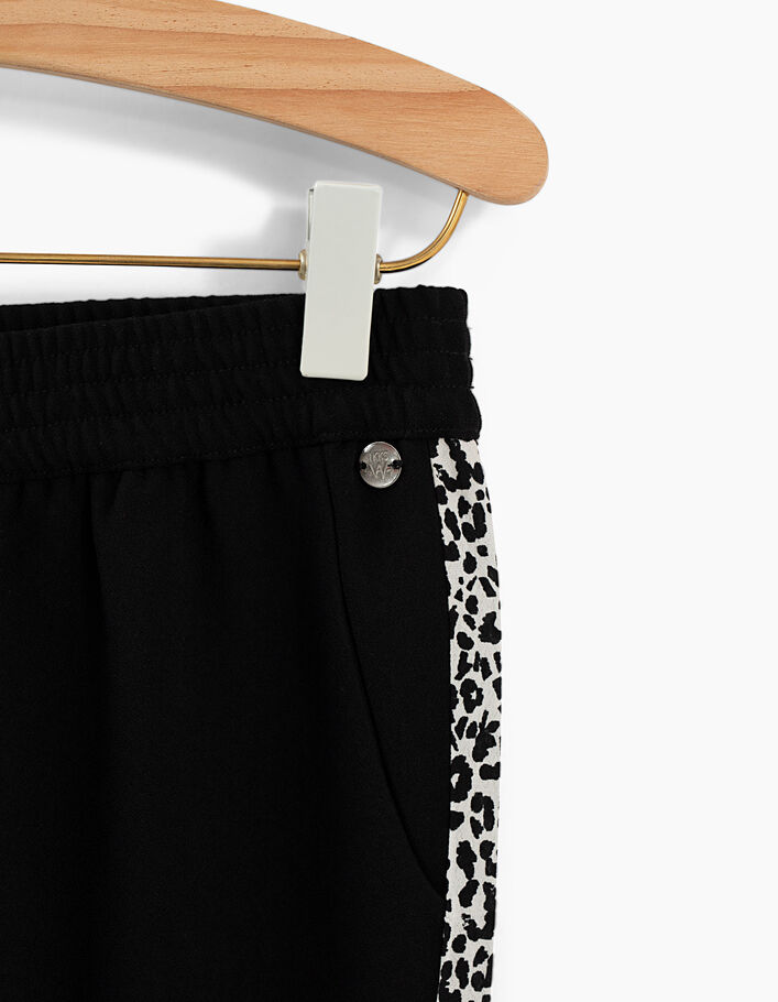 Pantalon fluide noir bandes léopard fille - IKKS