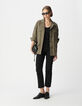 Women's organic cotton khaki safari jacket with broderie anglaise embroidery-2