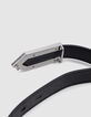 Ceinture noire cuir boucle chevron 1440 Femme-2