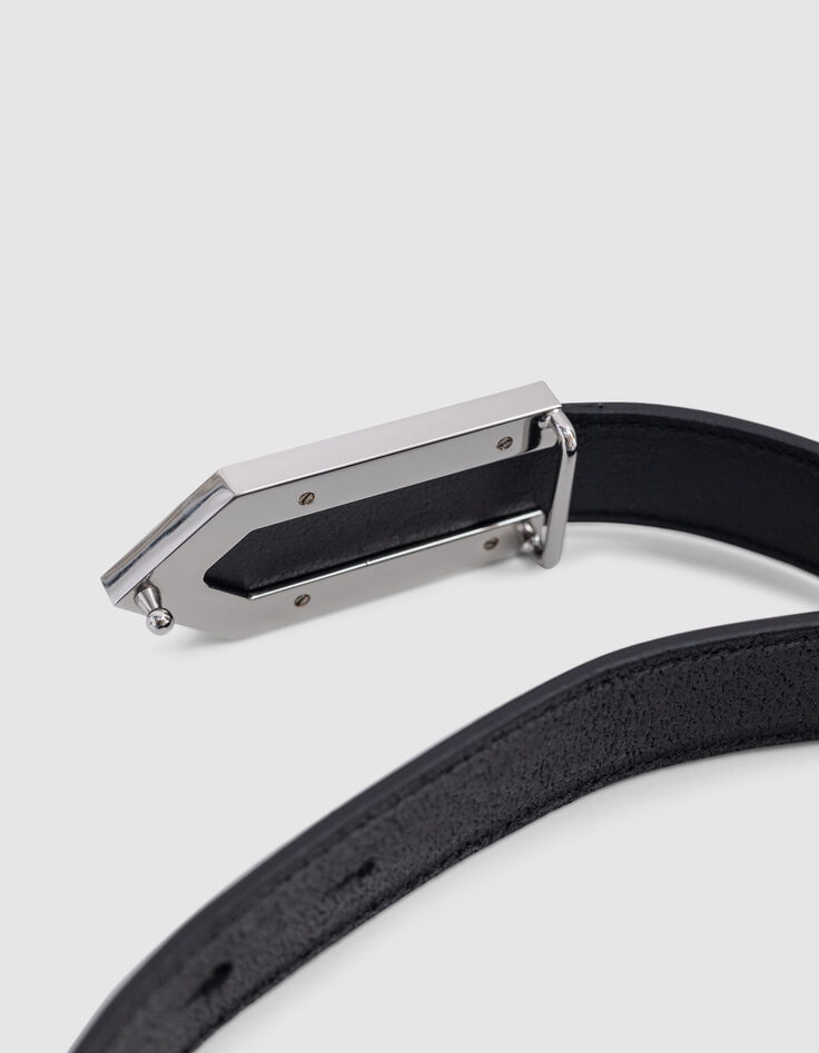 Ceinture noire cuir boucle chevron 1440 Femme-2 Ceinture noire cuir boucle chevron 1440 Femme-2