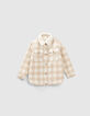 Girls’ vanilla fur-lined check coat-1