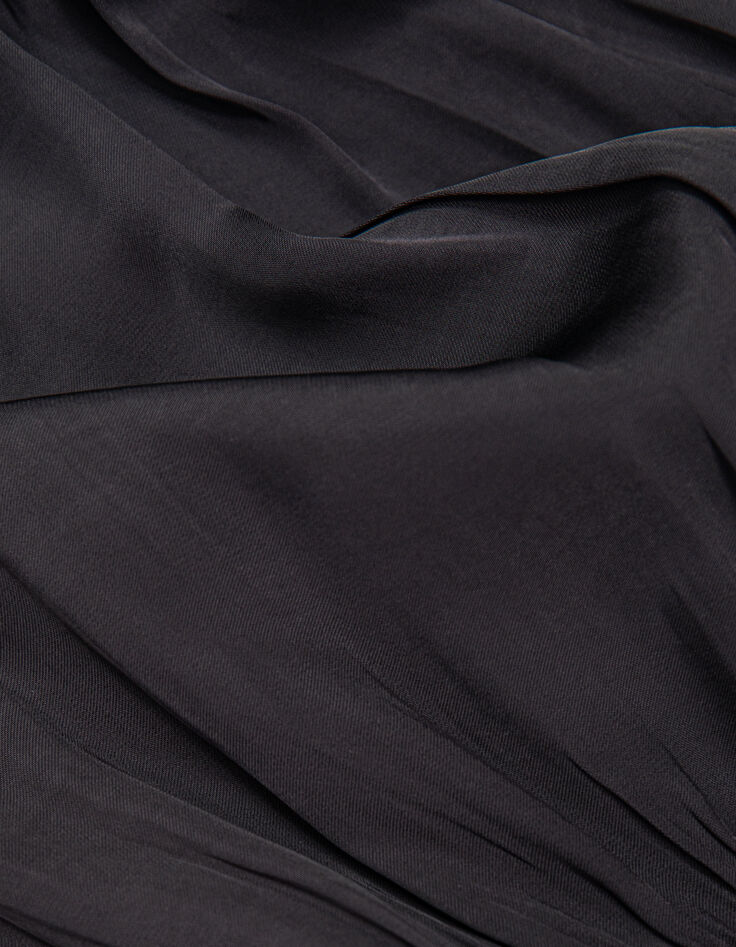 Women's black crinkled smocked dress-8 Women's black crinkled smocked dress-8