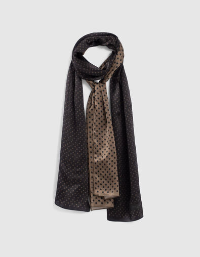 Men&rsquo;s black Pure Edition double polka dot silk scarf - IKKS