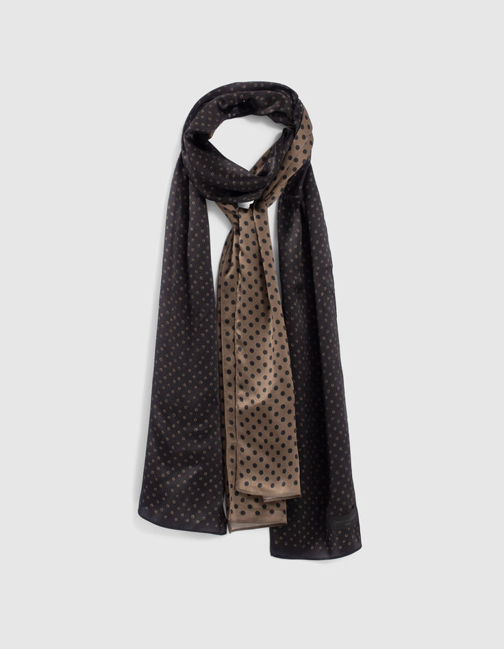 Men&rsquo;s black Pure Edition double polka dot silk scarf-1