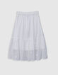 Jupe blanche jacquard plumetis et fleurs brodées fille-4
