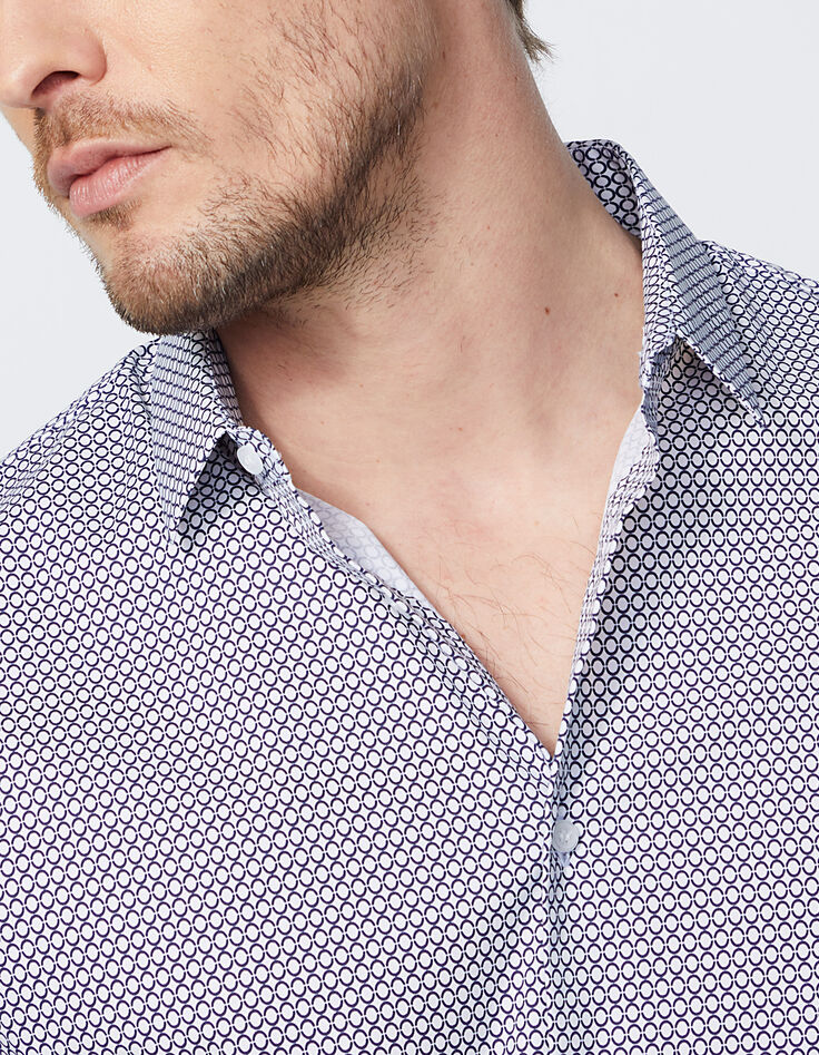 Blauw SLIM overhemd Albini® retromotief heren-4