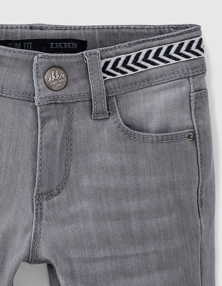 Jean slim light grey brod&eacute; sequins &agrave; la taille fille -5