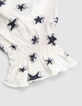 Gebroken wit T-shirt all-over sterrenjacquard meisjes-5