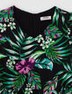 Girls’ black dress with tropical print-2