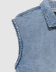 Veste sans manches en jean bleu fille-8