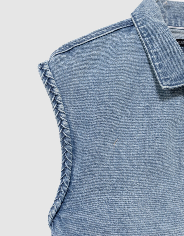 Veste sans manches en jean bleu fille-8 Veste sans manches en jean bleu fille-8