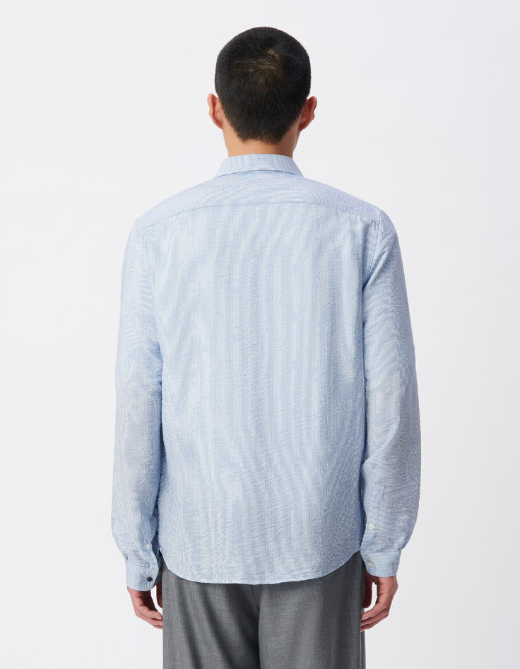 Blaues Slim-Fit-Hemd Blumen & Streifen-3