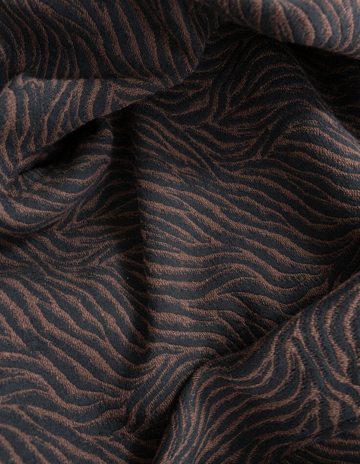 Manteau oversize marron motif zèbre Femme-7
