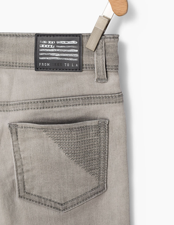 Boys’ bleached grey+topstitch on back skinny jeans -4
