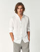 Chemise SLIM blanche en lin Homme-2