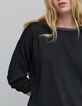 Women's black knit jewel neck sweater-3