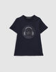 T-shirt sport navy visuel casque relief garçon -1