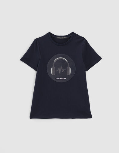 T-shirt sport navy visuel casque relief garçon  - IKKS