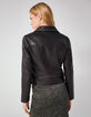 Women’s black leather stud shoulder/collar zipped jacket-3