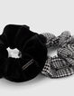 Girls' black houndstooth and red velvet scrunchies-2