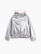 Blouson réversible argent et rose pâle fille-3